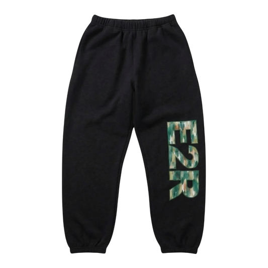 watercolour camo joggers black