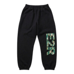 watercolour camo joggers black