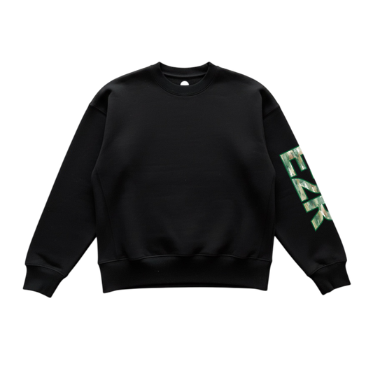 watercolour camo jumper black